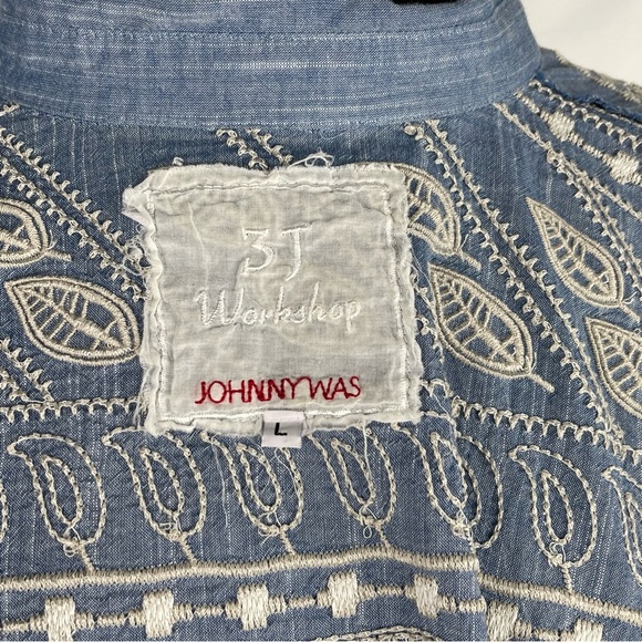 JOHNNY WAS EMBROIDERED COTTON BUTTON DOWN SHIRT - Picture 12 of 15